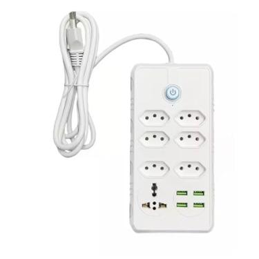 Imagem de Régua Filtro de Linha 7 Tomadas e 4 USB Bivolt Cabo 2 Metros para Eletrônicos