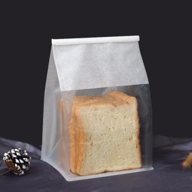 Imagem de Pacote com 26 sacos de papel para armazenamento de pão com janela transparente para embalar doces, torradas, lanches, saco de enrolar de arame facilmente selável, recipientes de alimentos, conveniente