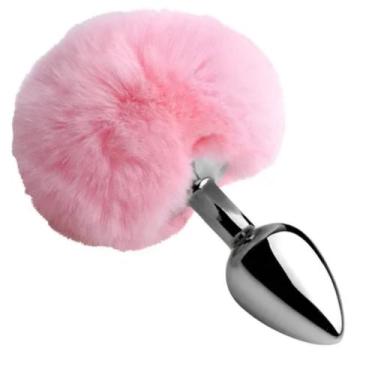Imagem de Plug Anal Pompom de Coelho Rosa - Sex shop - Metal Toys