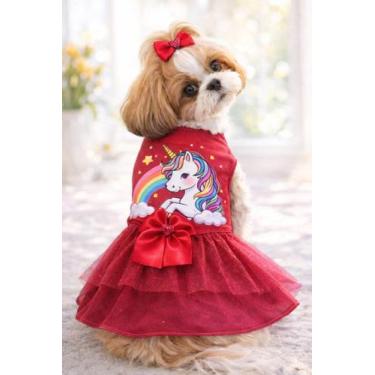 Imagem de Kit 3 Vetidos Pet Fantasia Babado bonito Personagem Sai Festa Luxo Con