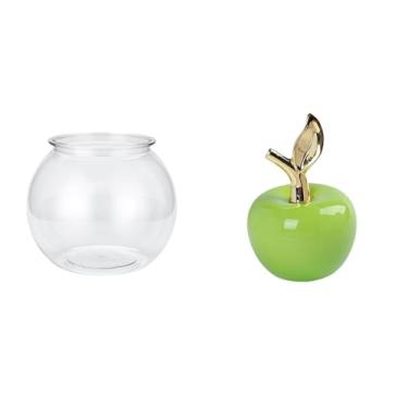 Imagem de Whtkoph Vaso Decorativo Transparente de Cerâmica em Formato de Aquário, Ideal para Quarto, Sala de Estar Ou Mesa, com Escultura de Frutas.