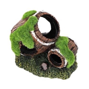 Imagem de Decoração de barril quebrado de aquário, decoração de tanque de peixes de resina grande esconderijo de aquário de barril duplo para peixes Betta decoração de tanque de caverna decoração de aquário
