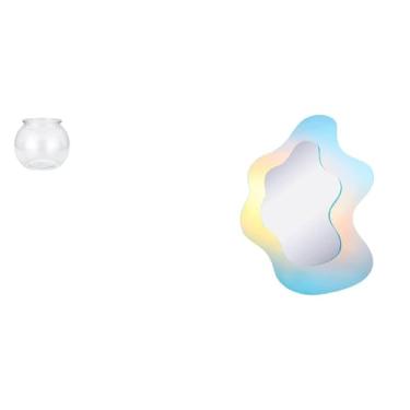 Imagem de Whtkoph Espelho de Aquário Ondulado Transparente em Acrílico, Pequeno Ornamento Redondo, Vaso Decorativo para Aquário, para Decoração de Parede de Escritório,