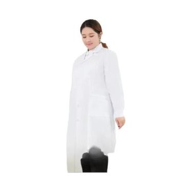 Imagem de Jaleco Branco plus Size De Manga Longa Para Médicos, Enfermeiros E Est