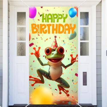 Imagem de Capa de porta de sapo, faixa com tema animal, fundo de fotografia para feliz aniversário, festa de casamento, suprimentos de decoração de cabine de fotos