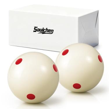 Imagem de Soulchen 2 bolas de sinuca para sinuca de 6 cm bola de bilhar de treinamento profissional para mesa de bilhar (ponto vermelho)