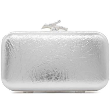 Imagem de Crbeqabe Bolsa clutch elegante para mulheres, formal, dourada, bolsa de mão de couro PU, tiracolo para festa de casamento, Prata, One Size