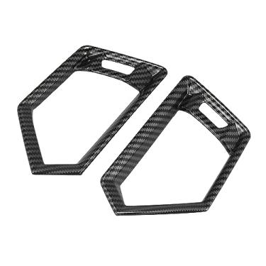 Imagem de X AUTOHAUX 2 peças interior instrumento lateral capa de ventilação moldura acabamento padrão de fibra de carbono para BMW G20 3 Series 330i M340i XDrive 2019 2020 2021
