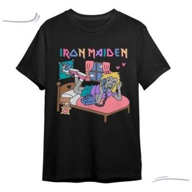 Imagem de Camiseta Rock Estampada Unissex Iron Maiden Sean Solomon, p, Preto