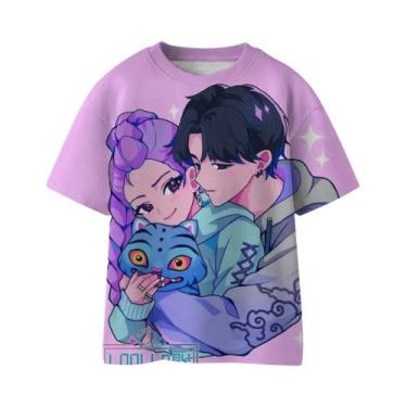 Imagem de Camiseta 3D KPop Devil Hunter Huntrix De Verão Para Meninas E Meninos,