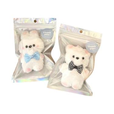 Imagem de 1/2 pçs bonito pequeno urso coelho pingente de pelúcia saco de casal c