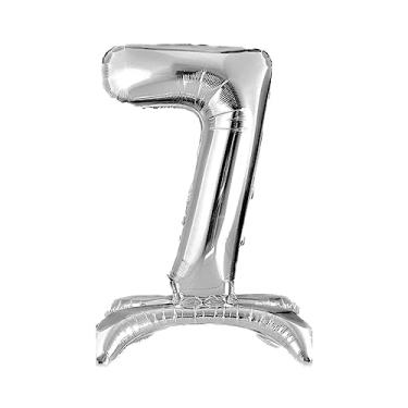 Imagem de Balão gigante prata metalizado com base para chão 75 cm Números (Clique e Escolha Seu Número) (7)
