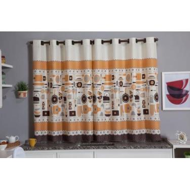 Imagem de Cortina de Cozinha 2,00 x 1,40 Oxford Estampada Janela Vitro - MARCIA 