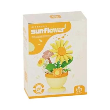 Imagem de Caixa De Presente Com Flores De Rosa, Modelo De Blocos De Montar De Tu