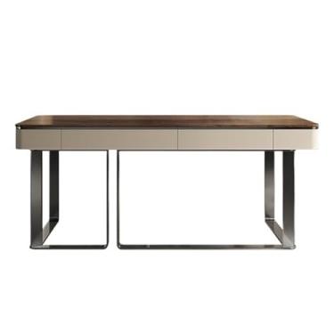Imagem de hezhuhe2258 Mesa executiva moderna para escritório doméstico com armazenamento, estrutura de metal resistente, mesa de trabalho para escritório doméstico com gavetas (M)