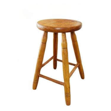 Imagem de Kit de 4 Bancos de Madeira Macia - 50 cm de Altura, Banco Médio, Ideal para Casa, Bar e Restaurante, Banqueta Tamborete Prática e Versátil (1,Natureza)