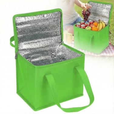 Imagem de Bolsa térmica para entrega de alimentos – Bolsa térmica reutilizável com zíper, bolsa térmica à prova de vazamento para DoorDash, mantimentos, viagens e piqueniques (verde/pequena)