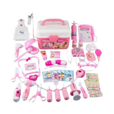 Imagem de Kit Médico Infantil De Brinquedo Com Estetoscópio, Seringa E Ferrament