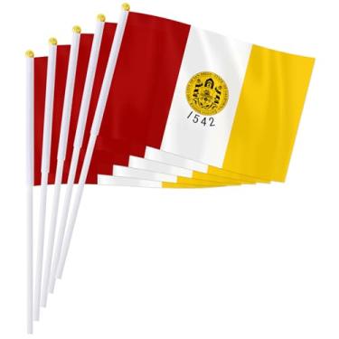 Imagem de PTEROSAUR Conjunto de bandeira portátil da cidade de San Diego, 14 x 20 cm, mini bandeira de San Diego para desfiles, festas, celebrações e decoração de casa (pacote com 100)