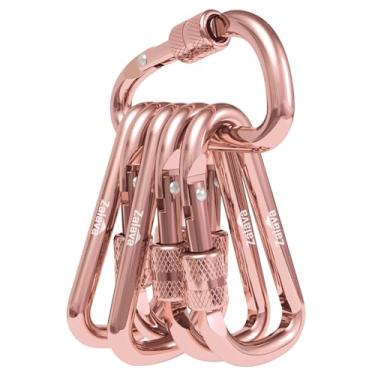 Imagem de Zalava Chaveiro mosquetão com trava de 5 cm, rosa champanhe, pacote com 6