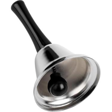 Imagem de Sinos de Mão em Aço Inox Prateado Jingles Decora, Sino Para Serviços de Chamada em Recepção, Escolar, Restaurante, Hotel, Papaie Chamada Primum
