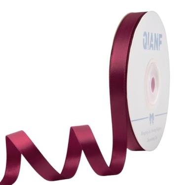 Imagem de QIANF Fita de cetim dupla face borgonha de 9,5 cm para embrulhar laços de cabelo para fazer Dia dos Namorados, casamento, chá de bebê, decoração de convite de festa de aniversário, costura artesanal