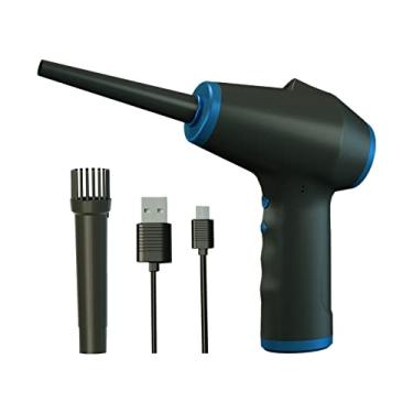 Imagem de Duster de Ar Sem Fio 42000 RPM Limpador Elétrico Bateria Recarregável 5000mAh Reutilizável com Lanterna LED 2 Cabeças Substituíveis para Limpeza Tecla