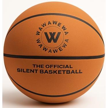 Imagem de WAWAWEWA A bola de basquete silenciosa oficial tamanho 7 (75 cm) – Pronto para jogar basquete interno para drible silencioso – Bola de cesta de espuma de poliuretano para treinamento interno sem ar