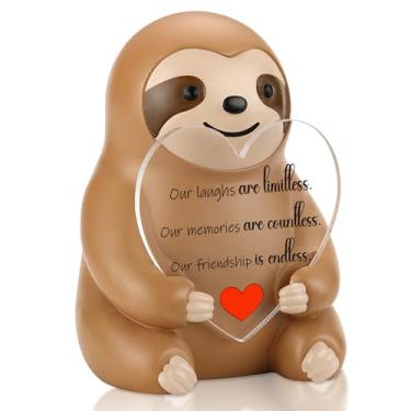 Imagem de Estatueta de amizade preguiça presente para mulheres e homens, decoração de mesa de agradecimento para melhor amigo, colega de trabalho, professor, enfermeira, estátua de agradecimento para formatura