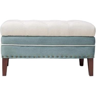 Imagem de Banqueta retangular estofada para pés - Banco de apoio para os pés tufado para quarto, hall de entrada ou sala de estar - Banco de armazenamento de sapatos elegante (opção de cor de 105 cm)