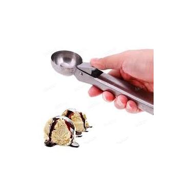 Imagem de Colher de Sorvete Inox com Ejetor Manual – Pegador Profissional para Sorvete – Aço Inoxidável Resistente, Fácil de Usar e Limpar