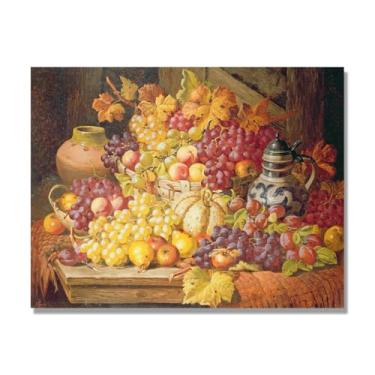 Imagem de Arte em tela vintage de frutas mortas, pintura clássica de cozinha country, decoração de parede de casa de fazenda quente para sala de jantar e cozinha. A62. 30x40cm-11,8x15,7 pol. Somente tela