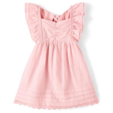 Imagem de Gymboree Vestidos de verão de linho para meninas e crianças pequenas, Sal marinho rosa, 3 Anos