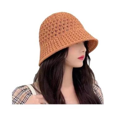 Imagem de Chapéu De Sol Feminino De Palha Panamá Com Aba Larga Para Verão, Estil