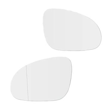 Imagem de Lente de vidro para espelho retrovisor aquecido, esquerdo e direito, com placa preta, Compatível com vw golf mk5 2004 2005 2006 2007 2008, asa de porta(2pcs Left Right)