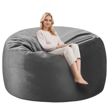 Imagem de Cansunna Cadeiras de pufe de 1,8 m, pufes confortáveis, cadeiras gigantes com enchimento de espuma de memória, cadeiras de pufe para adultos, capa lavável na máquina, sofá preguiçoso para sala de