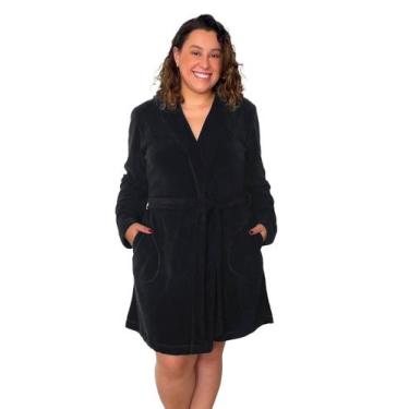 Imagem de Roupão Feminino Manga Longa - Ref 5007 - Conforto E Carinho, G, Preto