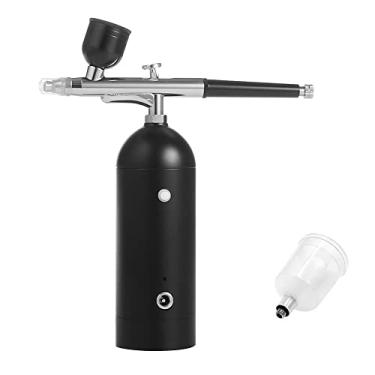 Imagem de Kit de Airbrush Sem Fio Portátil com Compressor Ação Dupla Pressão Ar 18PSI Bateria Integrada 2 Copo Tinta para Pintura