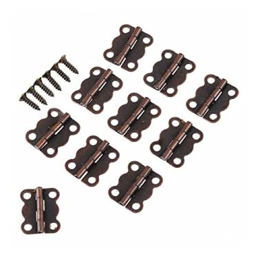 Imagem de Dobradiça, 10 peças 27 mm acessórios para móveis de porta caixas de joias dobradiça pequena acessórios de móveis para armário (cor: latão, tamanho: A)