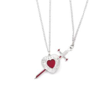 Imagem de Disengor Colar com pingente de espada de coração de amor gótico - colar de casal combinando - presente de joias românticas para amantes do Dia dos Namorados, standard, Zinco, Sem Pedra Preciosa