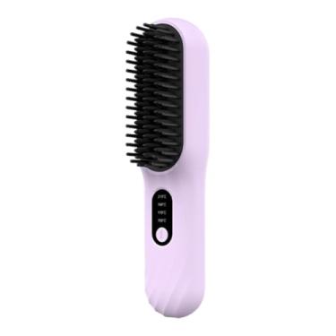 Imagem de ChuYiElegance Escova alisadora de cabelo profissional, escova elétrica para estilizar cabelos, mini alisadora para beleza, Roxo