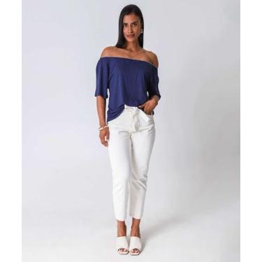 Imagem de Calça Mom Sarja Clochard Cintura Alta Off White-04027 - Akiyoshi, 38, 