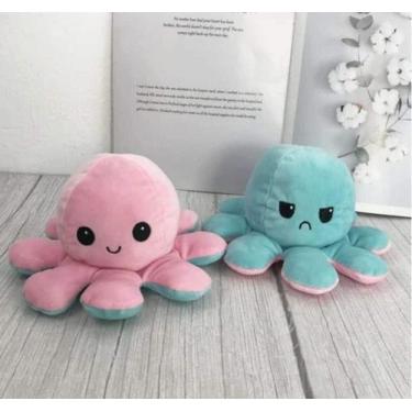 Imagem de Polvo Pelúcia Reversível 25cm Humor Bipolar  Boneco TikTok Antiestress