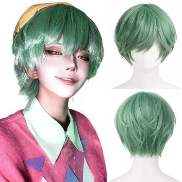 Imagem de PORSMEER Peruca verde curta fantasia cosplay anime cabelo, meninos ídolo fantasia peruca acessório de cabelo para homens