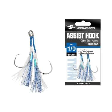 Imagem de Anzóis De Pesca Jigging Glow Feather Twin Assist 1/0 2/0 3/0 4/0 Com B