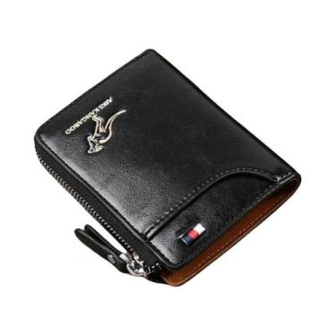 Imagem de Carteira De Couro Masculina Com Proteção RFID, Porta-cartões De Visita