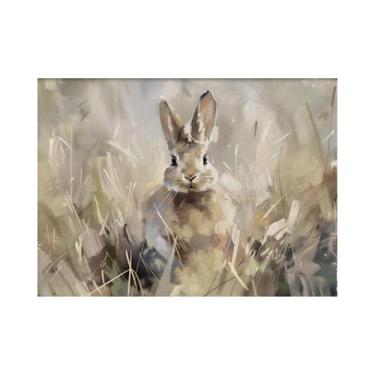 Imagem de Pintura Em Tela Vintage De Coelho Da Páscoa Lendo Um Livro, Arte De Pa