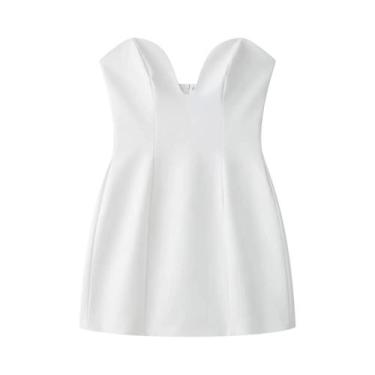 Imagem de Vestido Curto Feminino Ombro a Ombro Com Decote Em Coração Estilo Euro