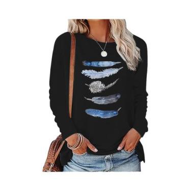 Imagem de Camiseta Feminina Fina De Algodão De Manga Comprida Branca - NONE, BR-