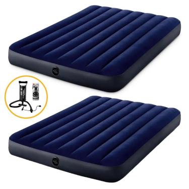 Imagem de Kit Com 2 Colchões Infláveis Casal + 1 Bomba Manual Intex